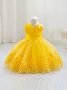 Newborn Princess Dress, Bowknot Flower Sleeveless Gown, Children Mesh Puffy Skirt, Piano Performance Costume, Christmas Halloween Party, Floral Dress