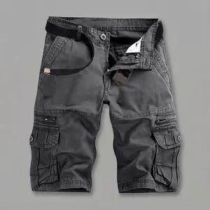 Men's Lightweight Cotton Cargo Shorts – Twill Outdoor Shorts w/ Zipper Pockets (No Belt)