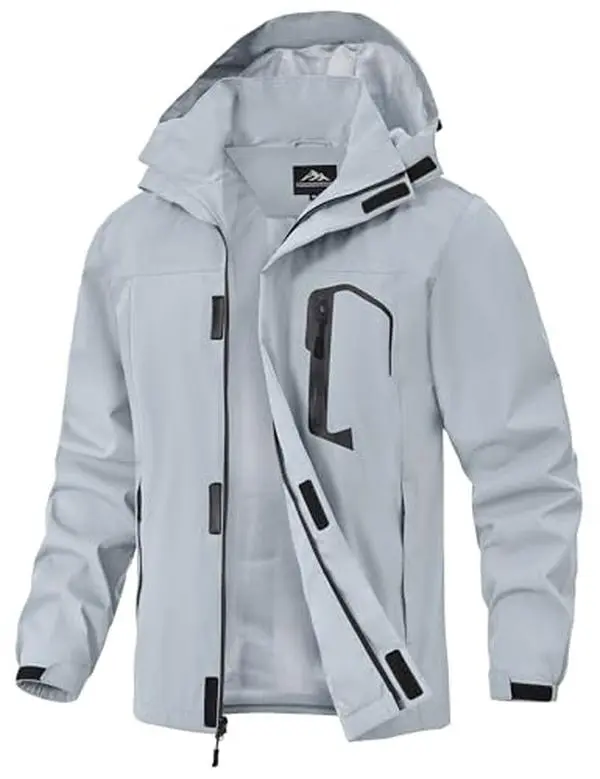 ZOOFLY Men's Quick Dry Lightweight Polyester Hooded Long Sleeve Windbreaker - Water-Resistant, Wind-Resistant, Weightless Fit Outdoor Jacket with Zip Pockets for Hiking, Travel, Quick Dry Men's Lightweight Jackets Menswear