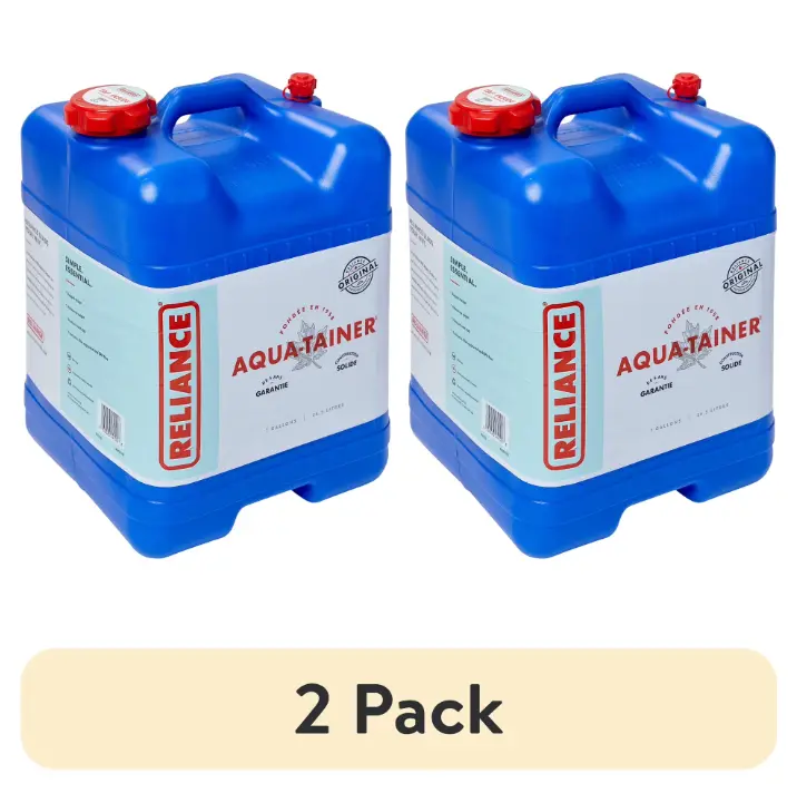 Reliance Aqua-Tainer 7 Gal Water Storage Container (2 Pack) - BPA-Free, Food-Grade, Leak-Resistant, Portable with Cap, Carry Handle, Hideaway Spout, Space-Saving Rectangular Design for Bird Pet Feeding Supplies