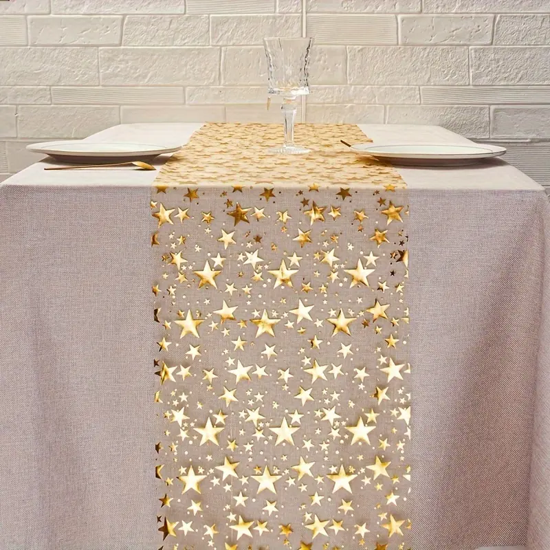 1 Roll of Gold Sequin Tablecloth, 11x108inch Polyester Fiber, No Assembly Needed, Shiny Design, Suitable Birthday, Party, Banquet Table Decoration