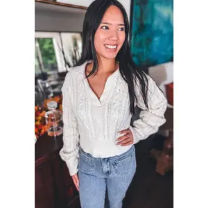 Cropped Collared Sweater Ivory