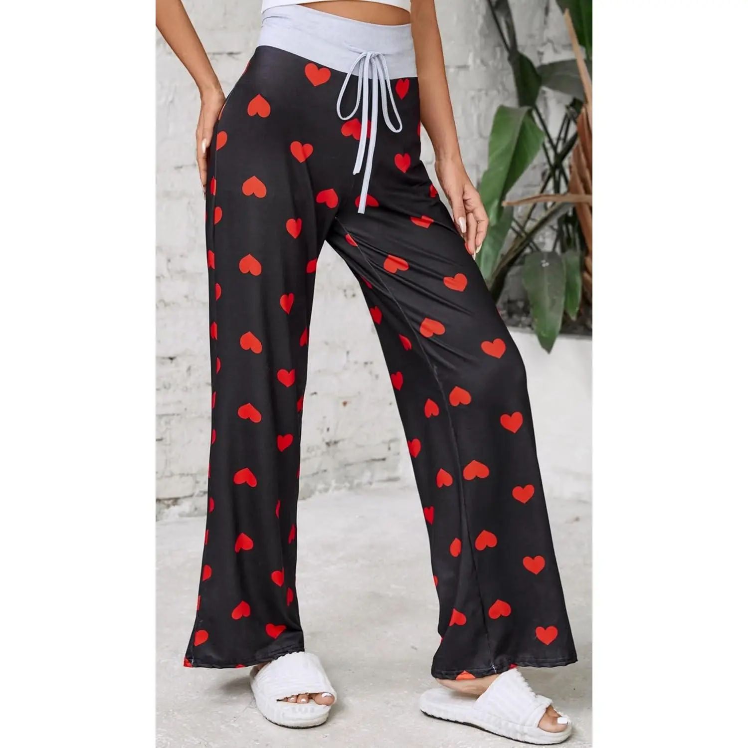 Women's Comfy Pajamas Drawstring Stretch Floral Print Long Wide Leg Lounge PantsGift Women's Comfy Pajamas Drawstring Stretch Floral Print Long Wide Leg Lounge PantsGift