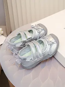 Baby Girls' Bowknot Infant Sandals, Breathable Mesh, Easy-On Velcro, Anti-Slip Sole, Perfect for Walking Practice, Daily Wear, First Birthday Party