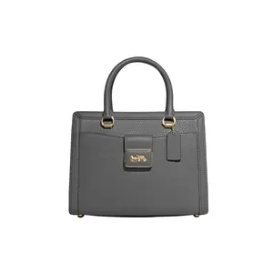 COACH Grace 23 Zip-Top Crossbody Bag for Women – Granite Gray Leather with Suede Accents