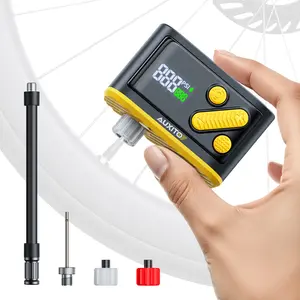 AUXITO Pump, Mini Electric Bicycle Pump with Guage 20s Fast Inflate, 120PSI Bike Tire Pump with Presta & Schrader Valve Adaptor, Bike Accessories for Road Mountain Bike, E-Bike, Motorcycle