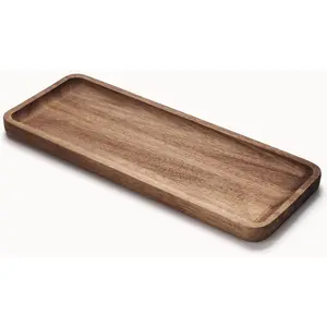 High-Quality Acacia Wood Serving Tray, Wooden Rectangular Tea Tray for Fruits, Desserts, Coffee & Snacks, Ideal for Kitchen and Dining, Perfect for All Occasions