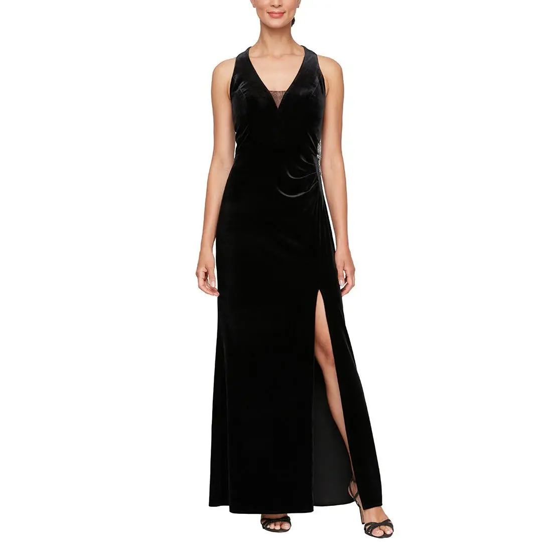 Alex Evenings Halter Neck Velvet Evening Dress 5191945