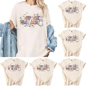 Custom Comfort Colors Spooky Mama Shirt T-Shirt, Personalized Grandma Shirt, Halloween Party Shirt, Cute Nana Grammy Mimi Mama Auntie Shirt