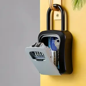 Portable Car Key Lock Box with Resettable Password, Secure Storage for Outdoor House Keys and Apartment Backup Keys, Security Box