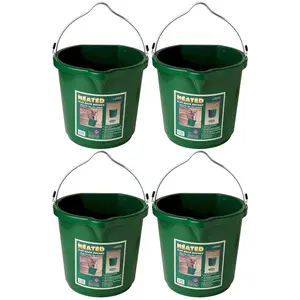 Farm Innovators Oversized 5 Gallon Plastic Flat Heated Bucket, 120 Watt (4 Pack)