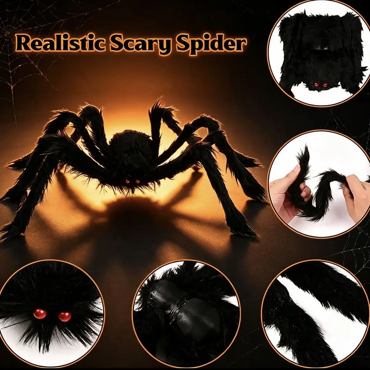 Halloween Doll Dress and Hat Set ,50cm Felt Crafts Soft Plush Spider Shape Halloween Giant Decor, Scary Fake Hairy Spider for Outdoor Yard, Haunted House Halloween Party Decor