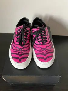 Pre-owned Saint Laurent Black and Pink Zebra Print Venice Sneakers Closed Footwear