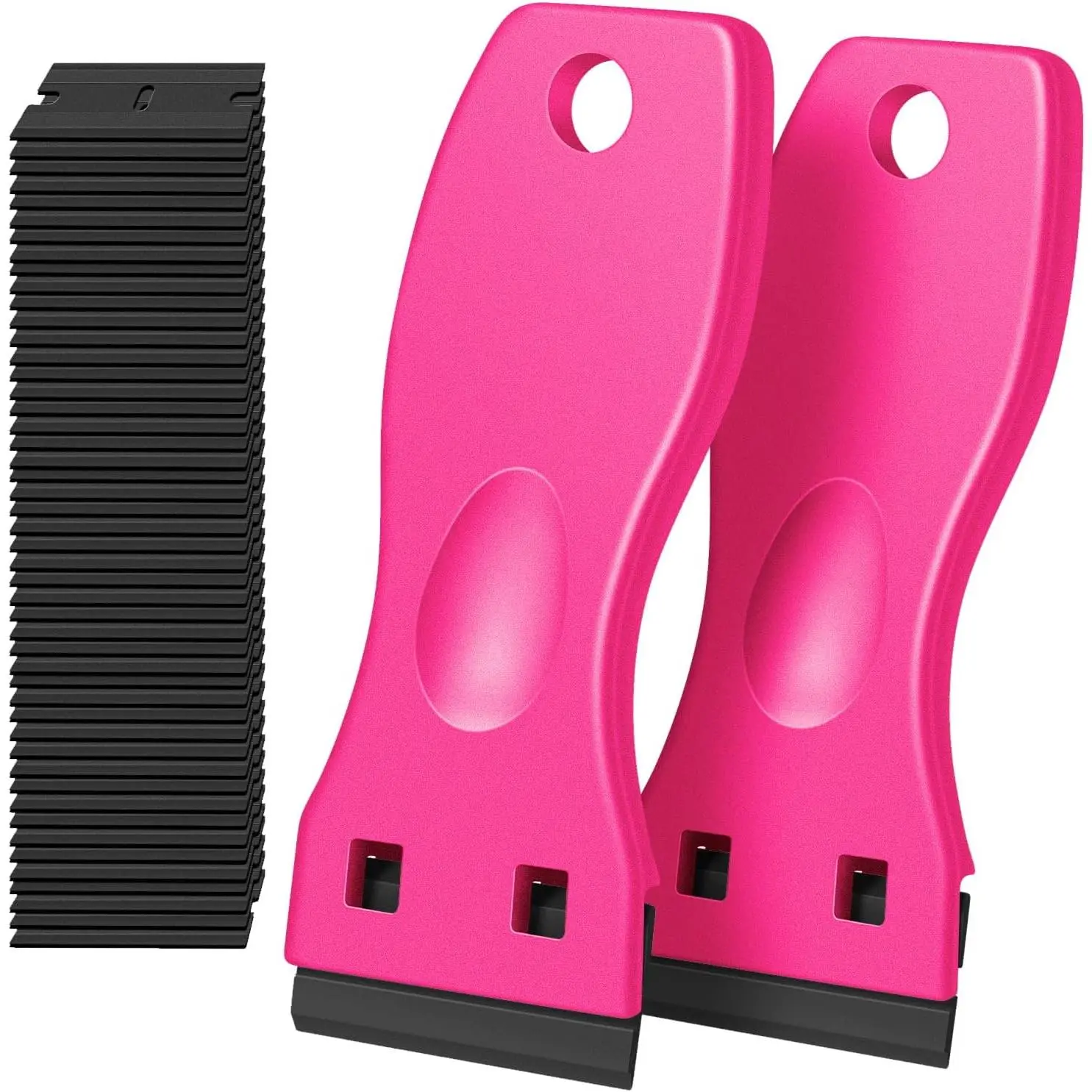Plastic Razor  Scraper, 2 Pack Razor Scraper with 100 count  for Removing Glue, Sticker, , Tint from  Window and Glass()