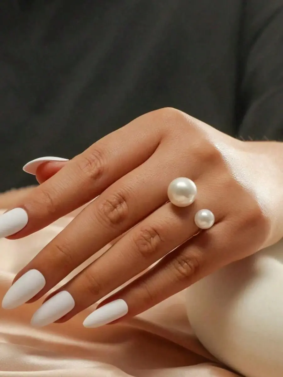 Women's Adjustable Pearl Ring - Minimalist Open Design, Elegant Aesthetic, Cute Rings, Trendy Fashion Jewelry Accessory, Fashion Rings