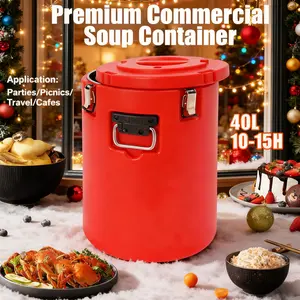 10 Gallon Insulated Beverage Dispenser Hot Cold Drink Container with Spigot 10 Hour Temperature Retention for Party Catering Coffee Tea Portable Preservation Round Handles