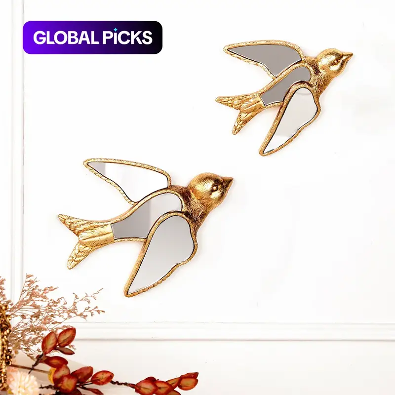 Creative Resin Swallow Statue Wall Hanging Home Decor, Decoration Items, 5.7-7-Inch High Mirror Surface Design Ornament, Bird Lover Collectible Hanging Decoration #GLOBAL PICKS