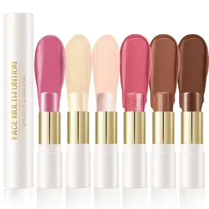 6-Color Cream Contour Stick Makeup Kit - Double-Ended with Blush, Highlighter, Bronzer, Waterproof, Long-Lasting, Matte & Dewy Finishes for Cheeks