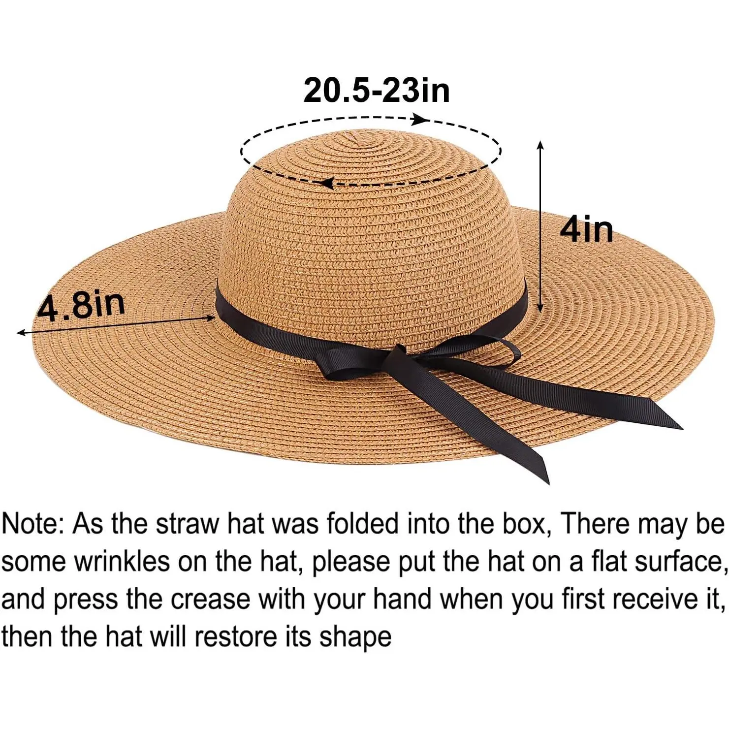 Wide Brim Floppy Sun Hat UPF 50 Adjustable Straw Ribbon Round Crown Big Brim UPF 50+ Packable Women main image 2