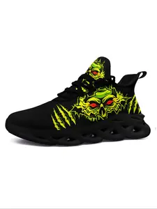 Men's Halloween Sneakers, Skull and Claw Design, Lightweight Athletic Running Shoes, Breathable Mesh Upper, Spooky Skeleton Theme, Perfect Halloween Gift