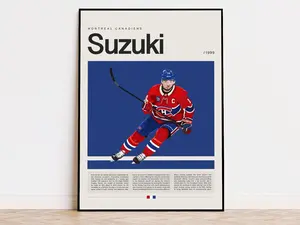 [Sale Up To 40%] [Unframe] Nick Suzuki Poster, Quebec Hockey Wall Art, Captain Leader Decor, Modern Sports Artwork, Gift for Hockey Fans, Sports Bedroom Poster