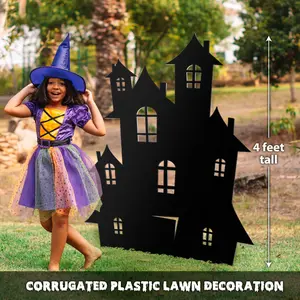 47" Tall Haunted House Halloween Decoration, Lawn Sign, Yard Card, Yard Art, Halloween Yard Decor, Haunted Decor, Halloween party Decor