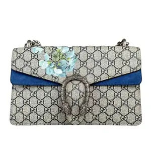 Pre-owned GUCCI Leather Shoulder Bags GG Logo Supreme Dionysus Medium Shoulder Bag with Floral Accents and GG Pattern