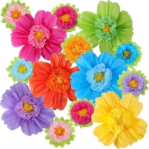 Large Colorful Tissue Paper  Giant Fiesta Paper Pom Poms Mexican Birthday Decorations for Wall Wedding Backdrop Centerpiece Party Supplies(20" and 10",Rainbow Color,12 Pcs)