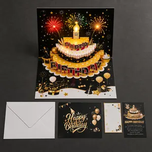 All-in-One 3D Musical Birthday Gift Set—includes a 3D birthday card, a handwritten greeting card, and an invitation envelope; a personalized birthday set suitable for all ages