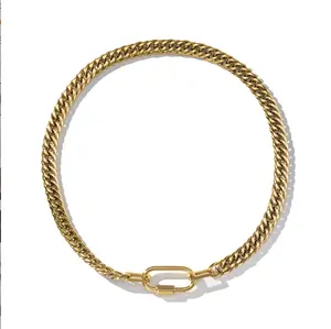 Gold Curb Necklace With Gold Carabiner Water Resistant