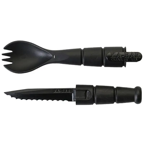 Ka-Bar 9909 Unisex 2-In-1 Tactical Spork-Knife Combo Multi-Tool, Grilamid Handle, 2.5" Blade Length, Compact Self-Contained Camp Kitchen Utensil for Outdoor Cooking, Hiking Adventure