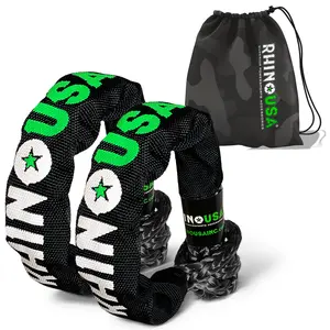 Rhino USA Synthetic Soft Shackle Rope (2Pack) - 3/8 Inch x 22 Inch (31,400lb Min Break Strength) Offroad Soft Shackle Recovery Kit for Truck, UTV, ATV