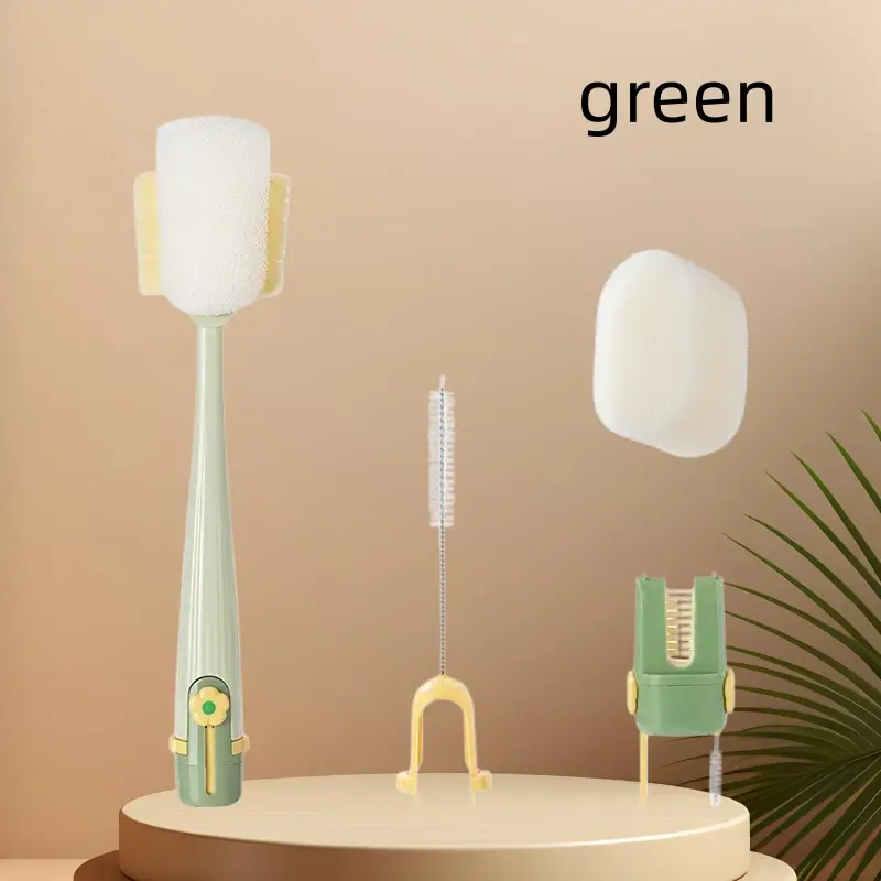 5-in-1 Bottle Cleaning Brush Set, Multifunctional Kitchen Lid Scrubber with Long Handle, Portable Brush Tools for Cups, Hard Bristle Sponge Head