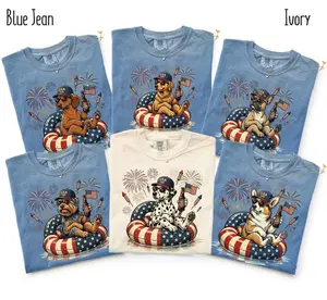 Comfort Colors Patriotic Dogs Shirt, 50+ Dog Breeds Shirt, 4th of July Dog Shirt, USA Flag Fireworks Tee, America 250 Shirt, Custom Dog Breed Tee, Independence Day Dog Lover Gift, Patriotic Graphic Tee for Women & Men