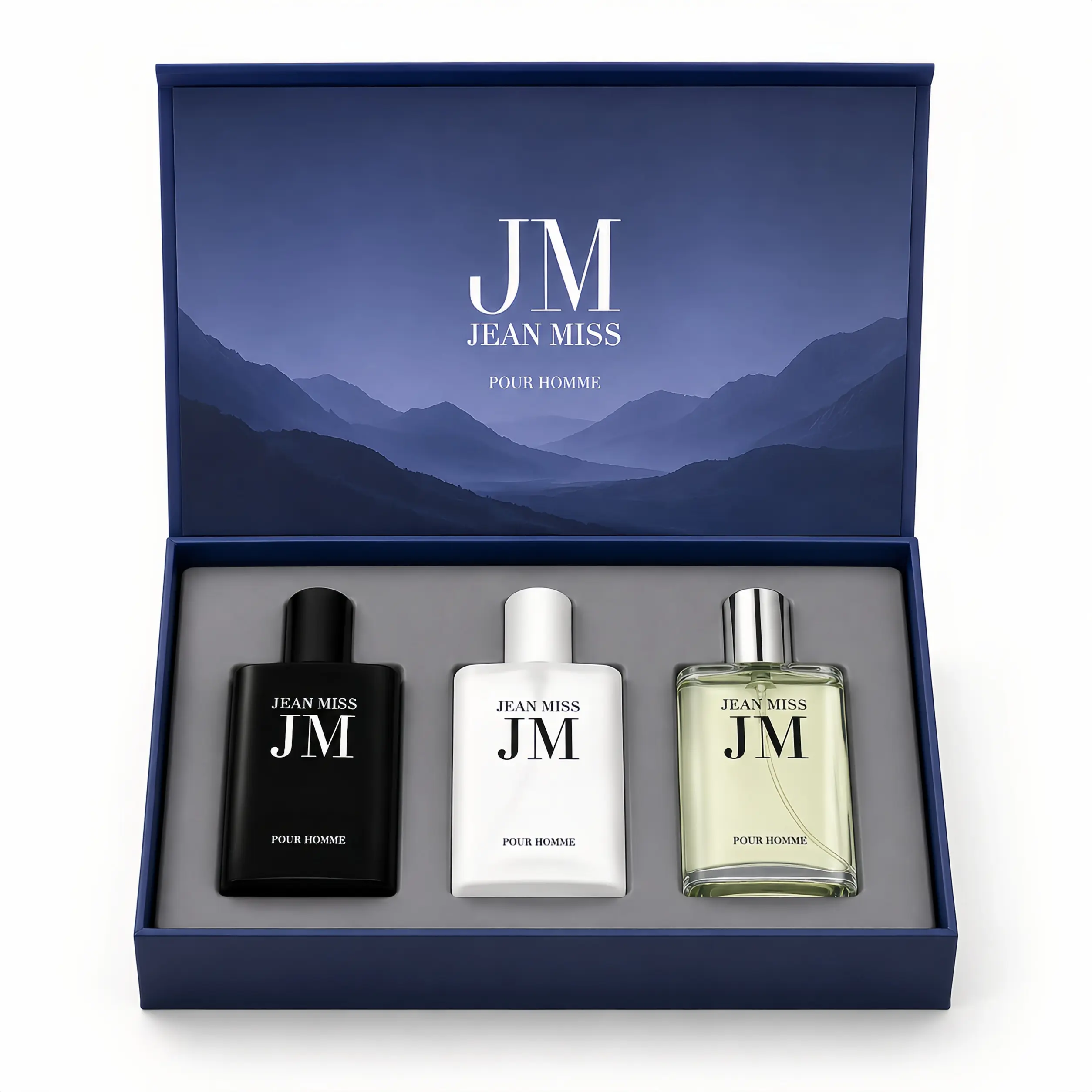 Jean Miss Snow Mountain Men's EDP Cologne Set (3x30ml) with Natural Essential Oils - Bergamot, Sandalwood, Cedarwood - Long-Lasting Summer Pheromone Fragrance for Daily, Office Use - Mini Travel Size Gift Option (Unisex Fragrance) gent ensemble