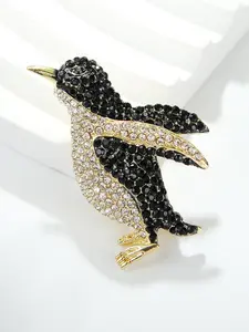 Water Drill Penguin Brooch, High-End Bird Animal Pin, Lapel Brooch, Suit Jacket Accessory, Versatile Decoration, Elegant Fashion Jewelry