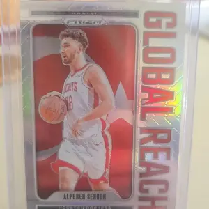 Panini 2024-25 Prizm Global Reach Alphern Sengun Houston Rockets Basketball Trading Card Featuring Alphern Sengun in Red Uniform
