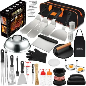 237pcs Griddle Accessories Kit for Blackstone, Perfect Flat Top Grilling Accessories, Grill Spatula Set with Enlarged Spatulas, Basting Cover, Burger Press Patty Maker, Scraper for Outdoor Barbecue