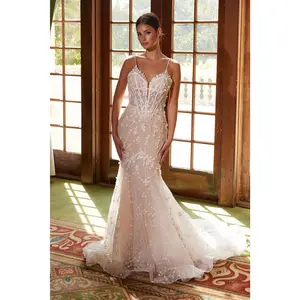 Nox Anabel -JE1023L Floral Applique Embroidered Mermaid Bridal Dress
