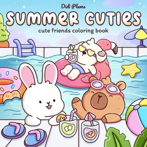 Summer Cuties: Cute Coloring Book for Adults & Teens Featuring Adorable Animal Friends in Cozy Summer Scenes for Relaxation