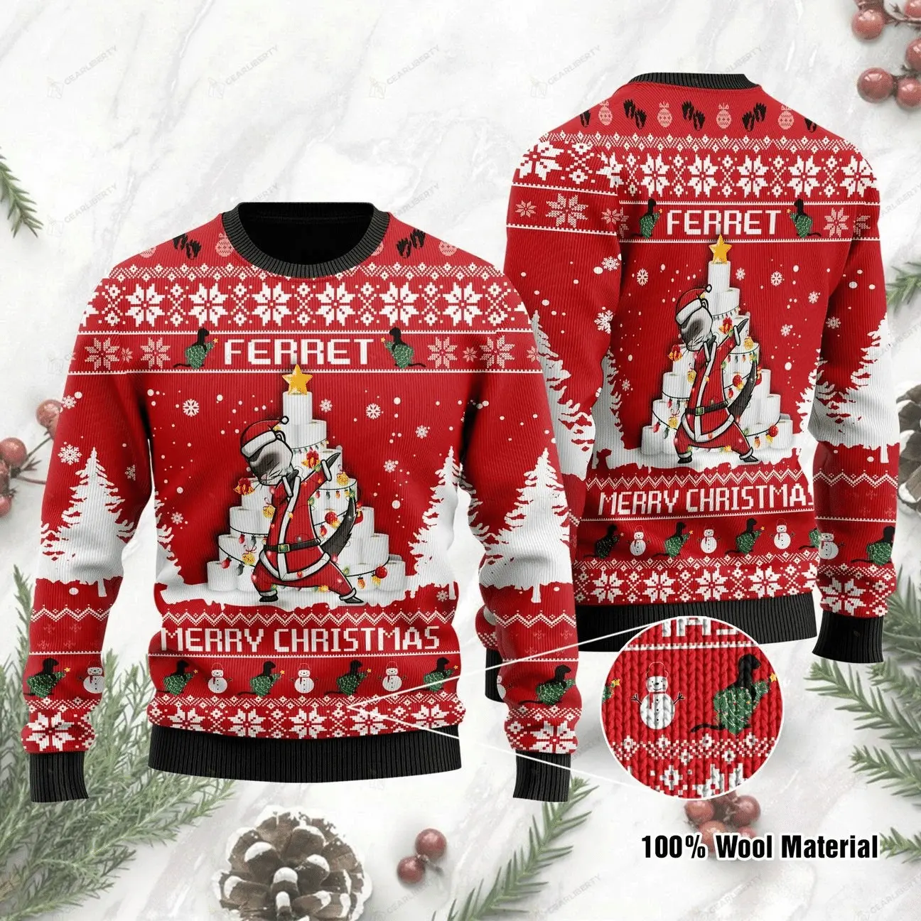 Ferret Ugly Christmas Sweater