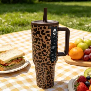 HydroJug Traveler 40 oz Insulated Drinkware - Leopard Print, Large-Capacity Vacuum Insulated Tumbler, Portable Mug for Camping, Gym, Road Trip, Birthday Gift