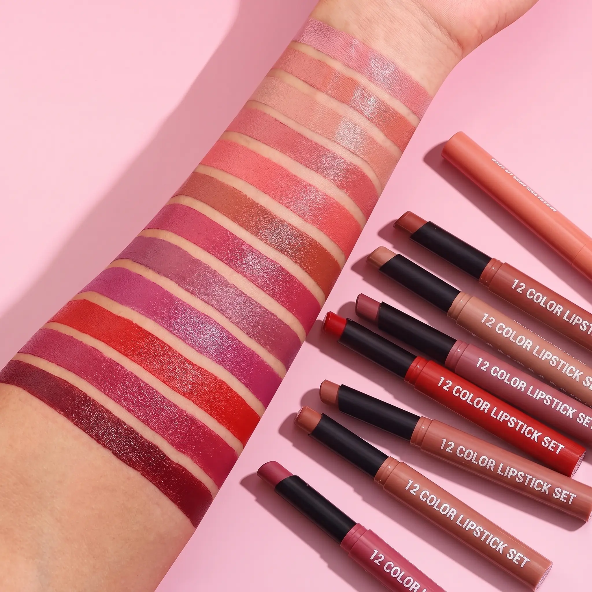 Women's 12-Pcs Velvet Matte Lipstick & Lip Gloss Set, High-Pigment Long-Lasting Waterproof Formula Covering Nude to Dark Shades