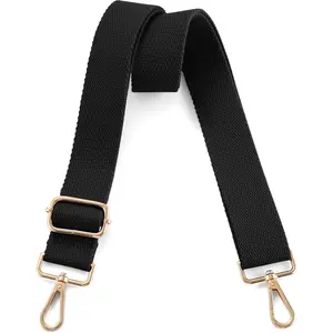 Hamdecro Wide Purse Strap Replacement Crossbody Shoulder Bag, Universal Adjustable Straps for Bags, Gold Buckle - Black