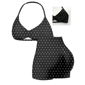 Women's Two-Piece Set, Solid Color Halter Top & High Waist Shorts, Sporty Breathable Quick-Dry for Yoga Gym Workout Running, Breathable Activewear