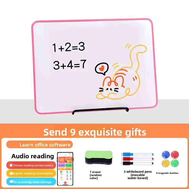 Pink-framed whiteboard [iron stand]