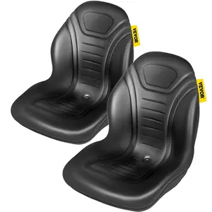 TikTokShopBlackFridayVEVOR Universal Tractor Seat Replacement 2 Pack, Compact High Back Mower Seat Pair, Black Vinyl Forklift Seat, Central Drain Hole Skid Steer Seat with Mounting Bolt Patterns
