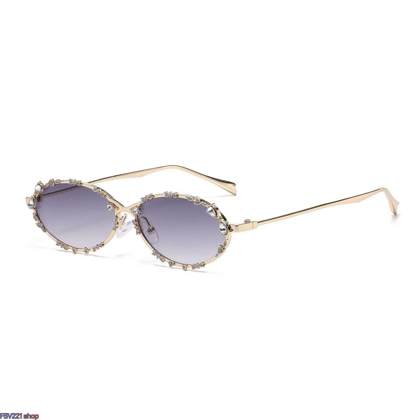 Women's Rhinestone-Trimmed Oval Sunglasses - Chain-Strap, Crystal-Encrusted Metal Frame, UV Protection, Luxury Stylish Eyewear for Daily, Party Use, Chain-Strap Women's Sunglasses, Crystal-Encrusted Women's Sunglasses campingessentials