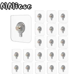 20pcs, Transparent Self-Adhesive Wall Hooks Photo Frame Clock Screw Hook No Drilling No Nail Hanging Hangers Holder Organizer, Utility Hooks,summerwins
