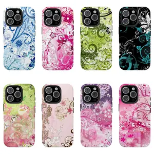 Abstract Floral Art Smartphone Casing, Colorful Swirl Flower Aesthetic Protective Handheld Accessory with Vintage Pattern Design for iPhone 17,16,15,14,13,12,11 Pro Max Air & Samsung Galaxy S21-S26 Plus Ultra, Retro Artistic Gift